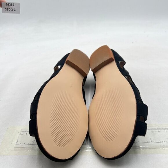 YDN Black Braid Pumps Cutout Slip On Flats Chunky Low Heels Peep Toe Prom - Picture 7 of 8